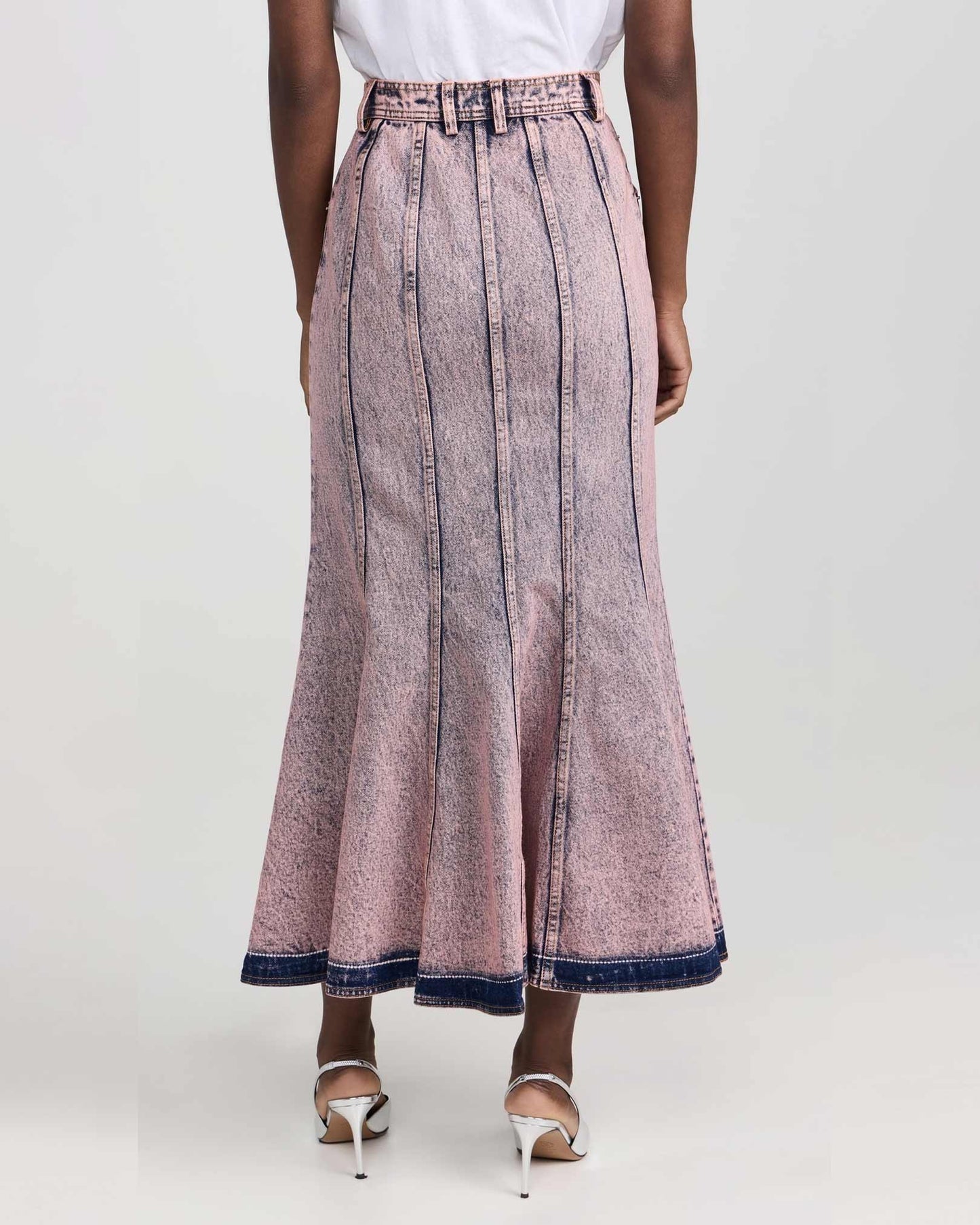 AKNVAS Lex Denim Skirt in Pink Acid available at Lahn.shop