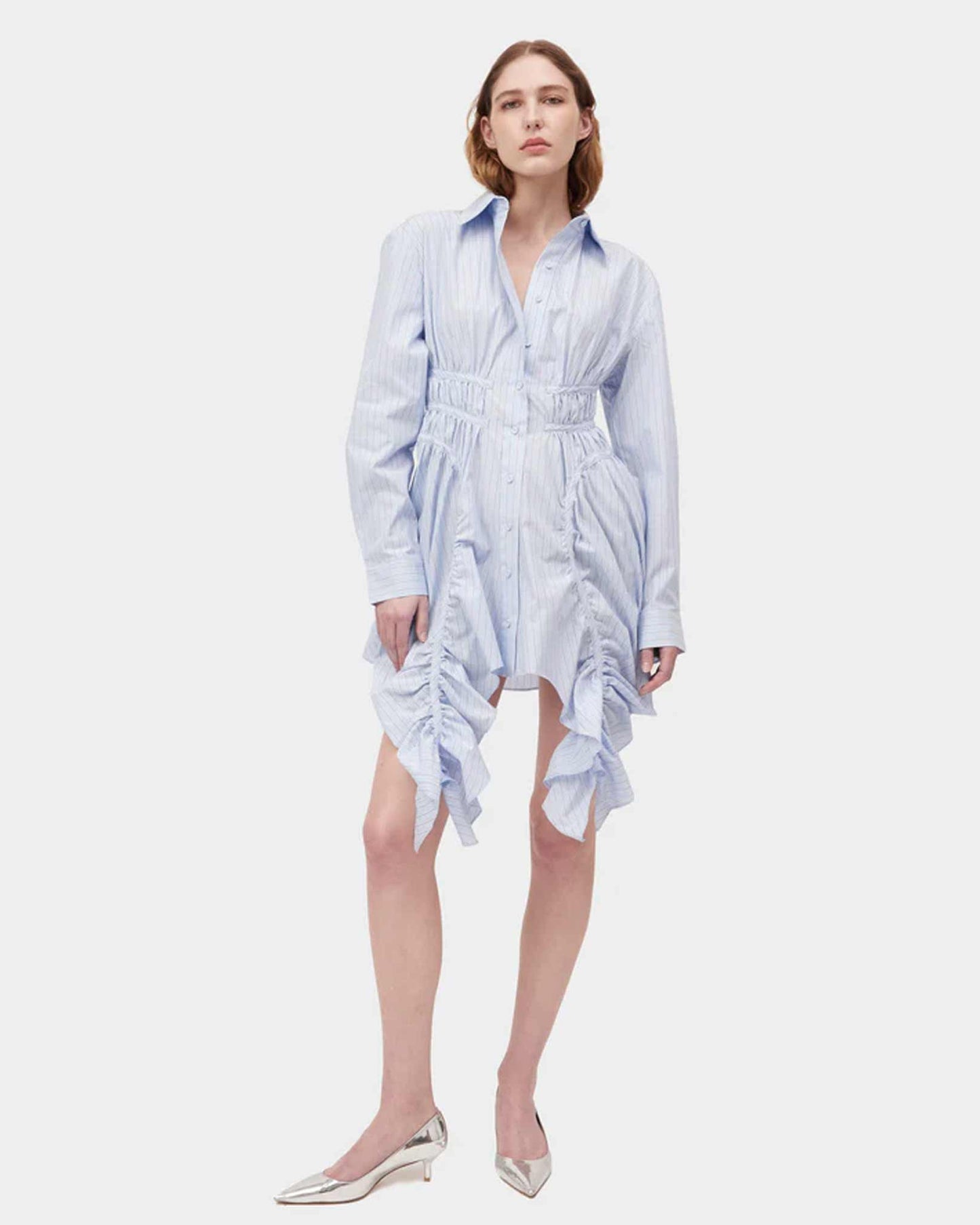 AKNVAS Helene Shirt Dress in Blue Mini Stripe available at Lahn.shop