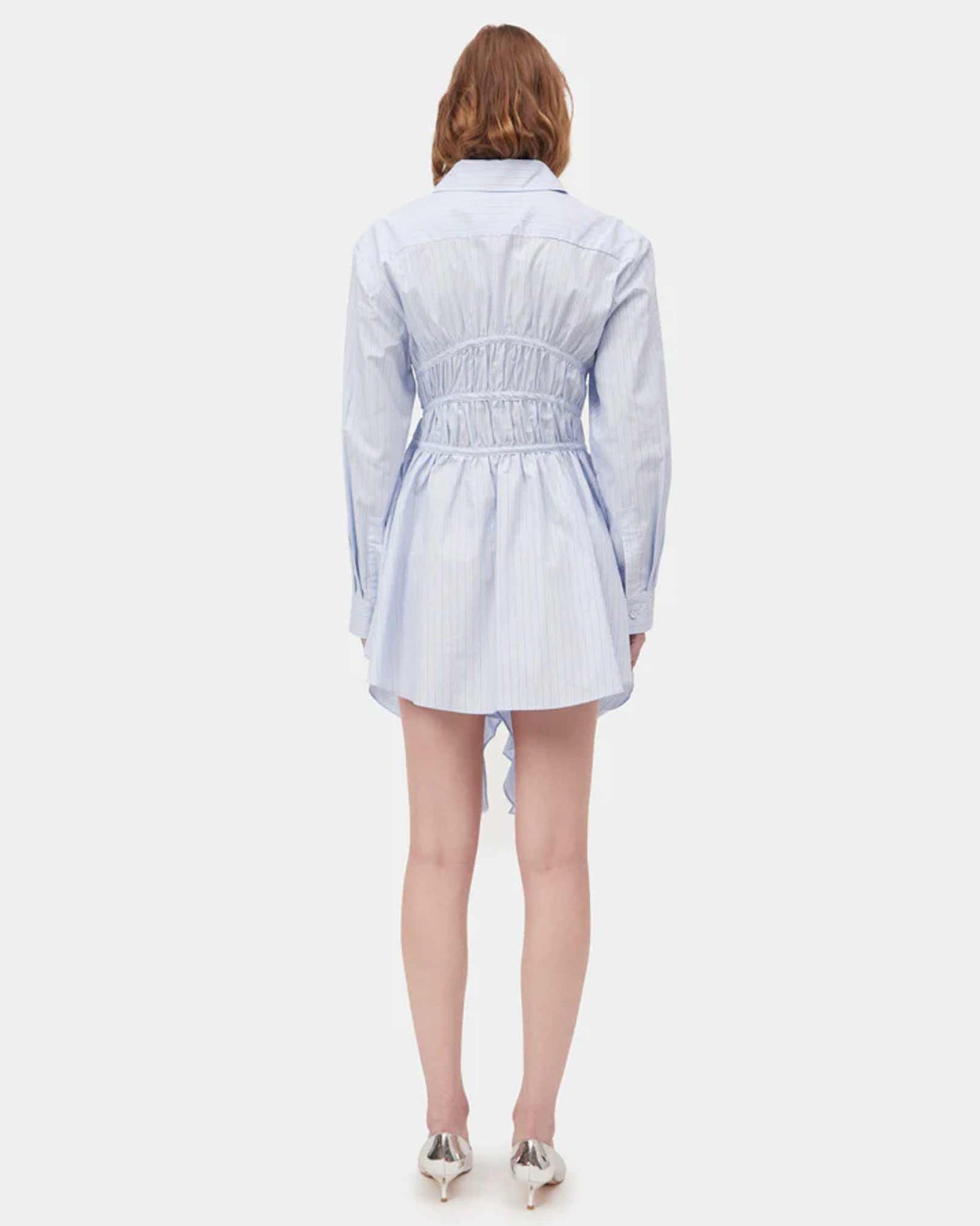 AKNVAS Helene Shirt Dress in Blue Mini Stripe available at Lahn.shop