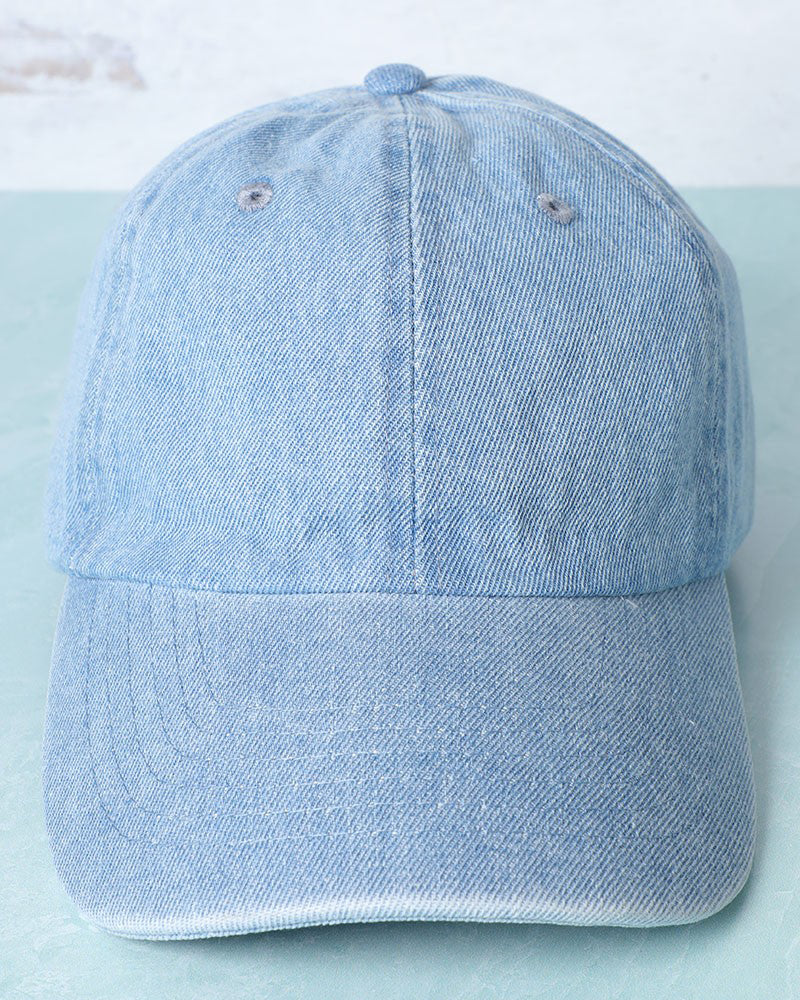 PERSONS Baseball Cap in Light Wash Denim