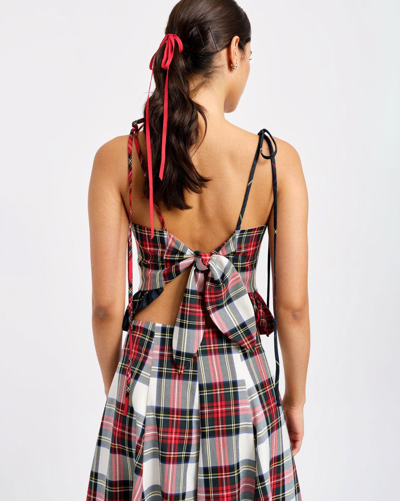 ELIZA FAULKNER Candy Corset in White Plaid Mix