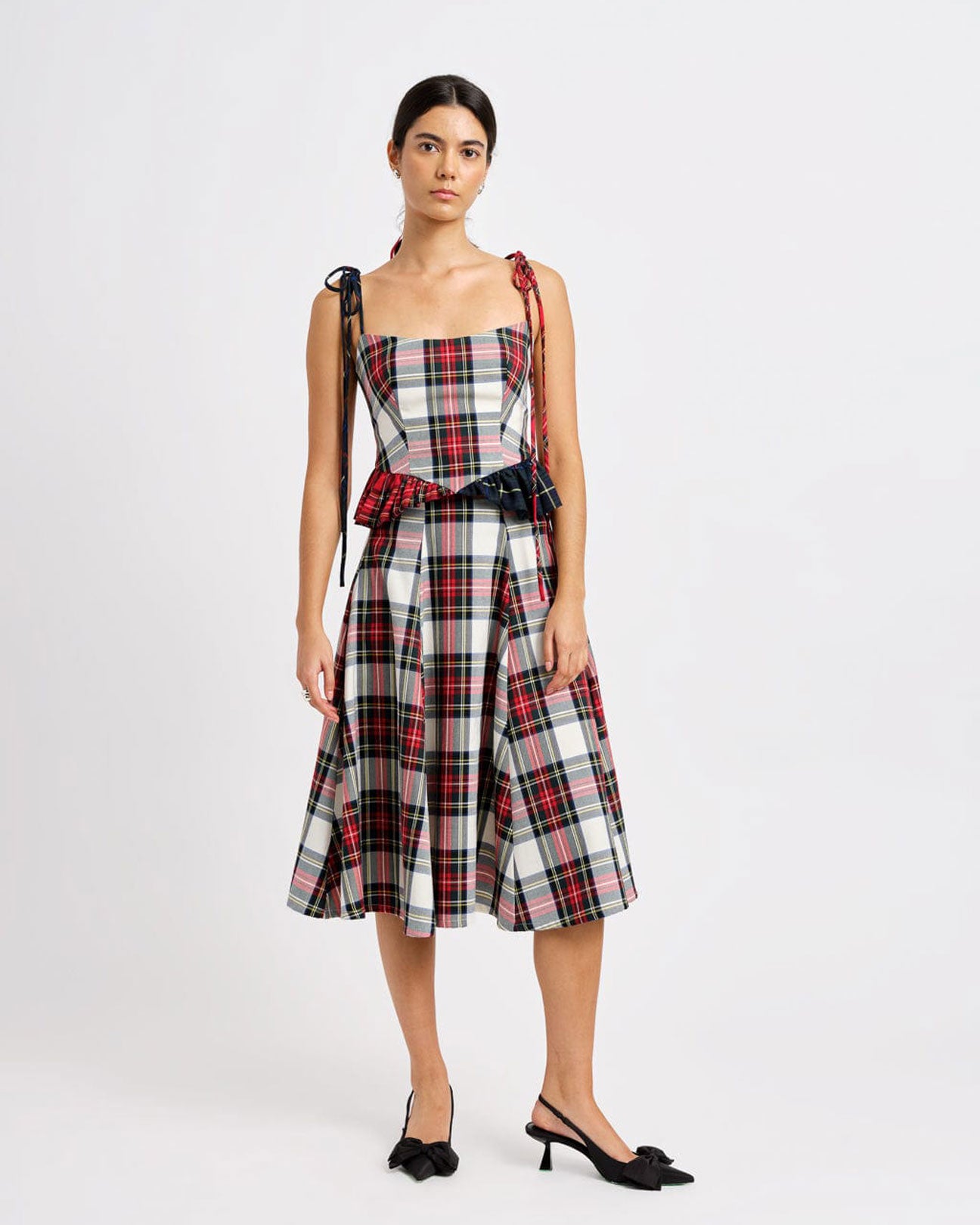 ELIZA FAULKNER Candy Corset in White Plaid Mix