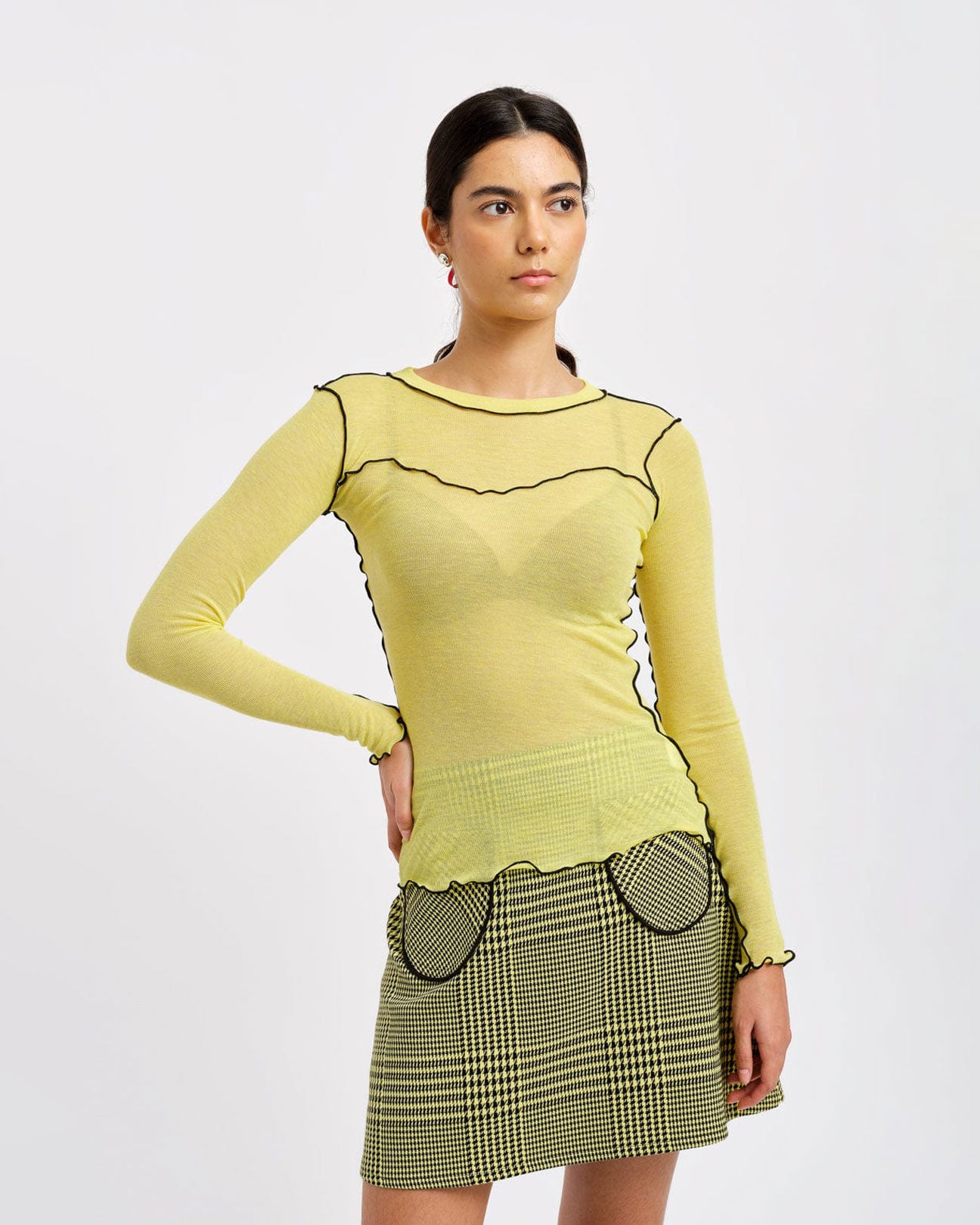 ELIZA FAULKNER Tate Mini Skirt in Yellow Plaid