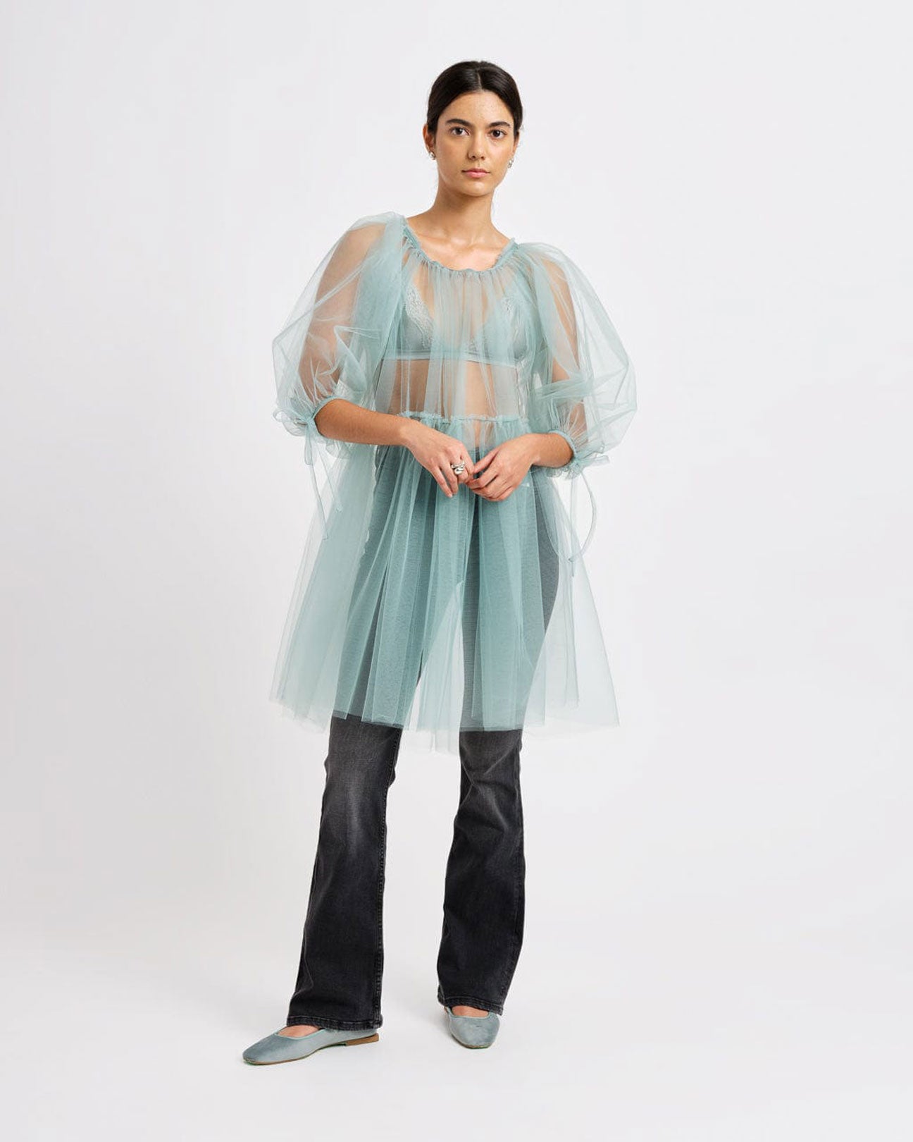 ELIZA FAULKNER Fiona Tulle Dress in Seafoam
