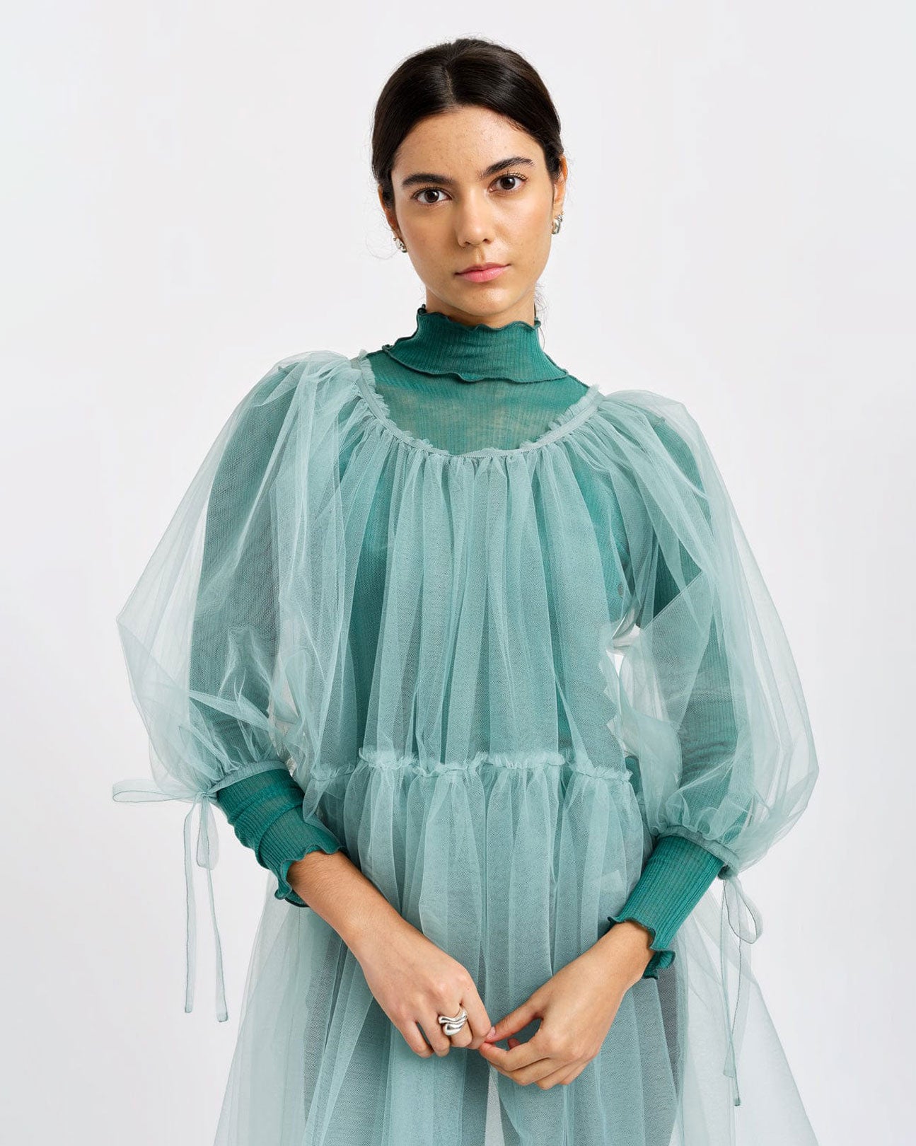 ELIZA FAULKNER Fiona Tulle Dress in Seafoam
