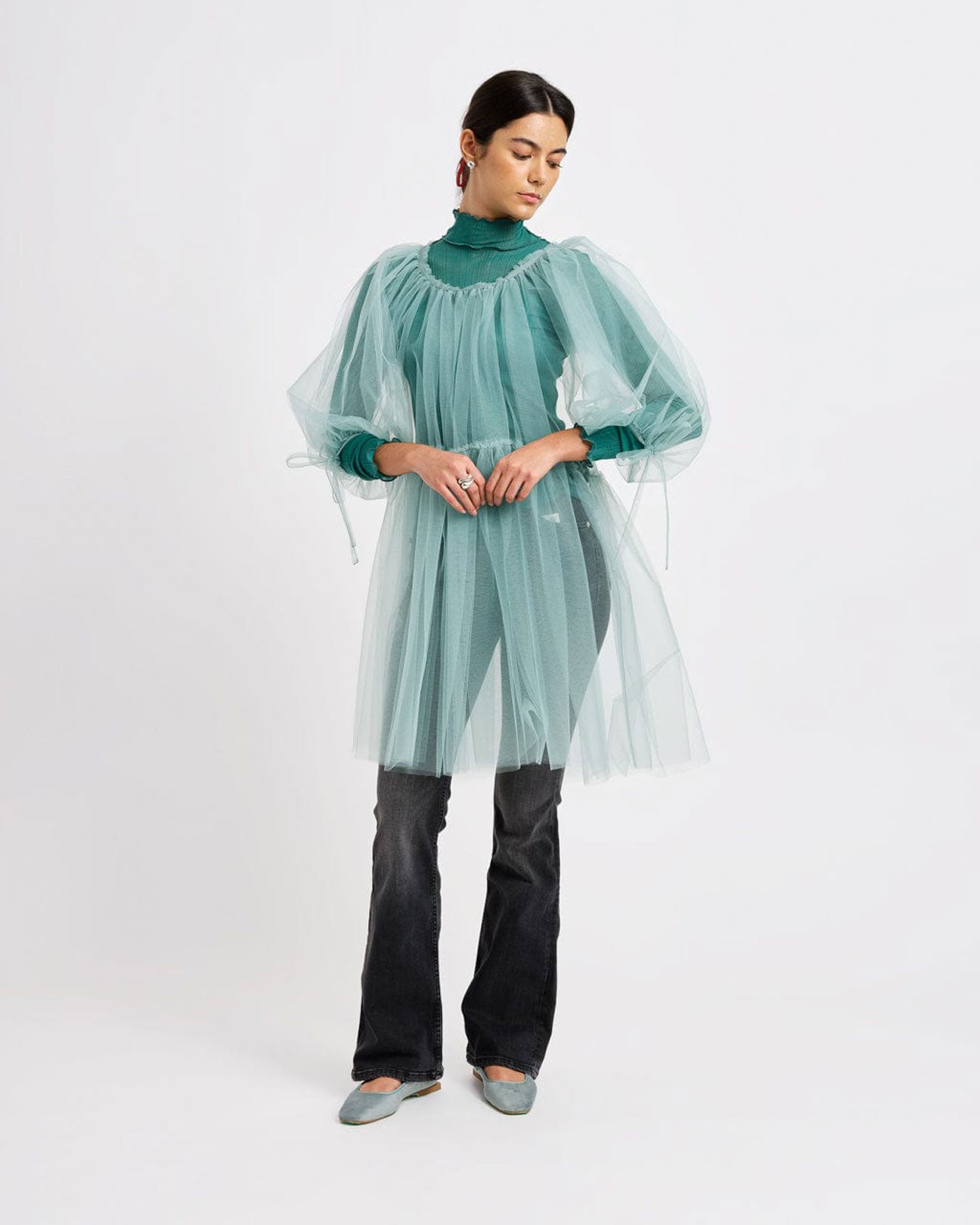 ELIZA FAULKNER Fiona Tulle Dress in Seafoam