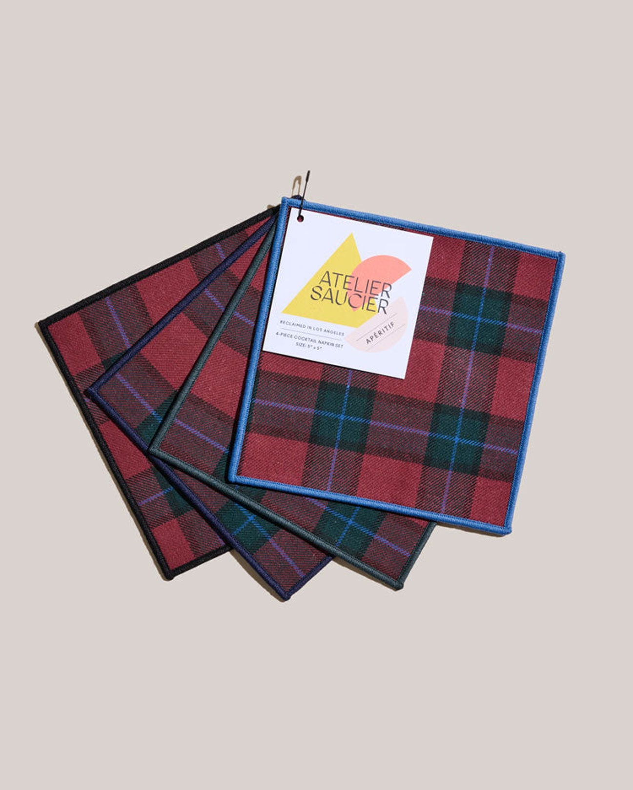 ATELIER SAUCIER Jubilee Plaid Cocktail Napkins
