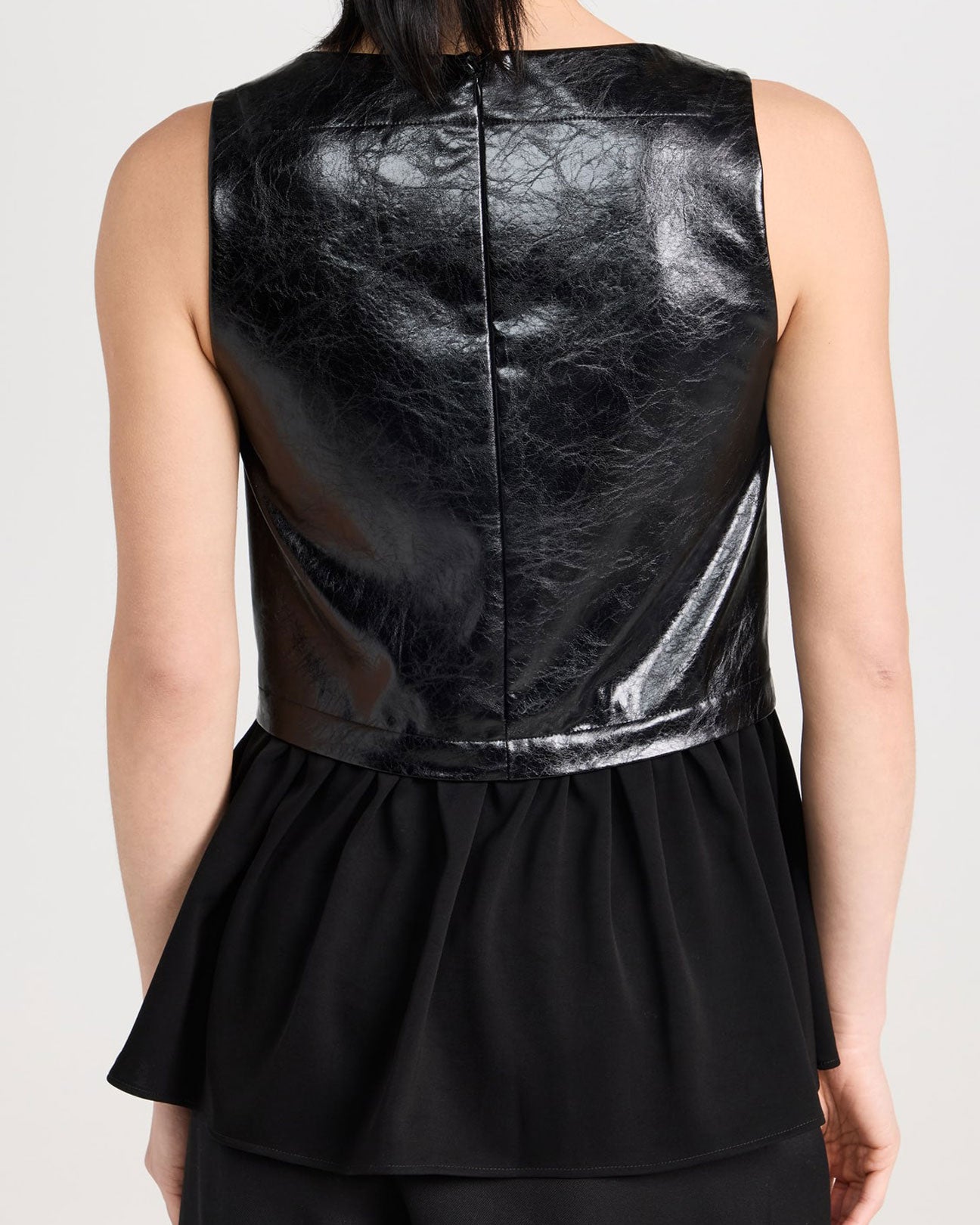 AKNVAS Kavi Vegan Leather Top in Black available at Lahn.shop