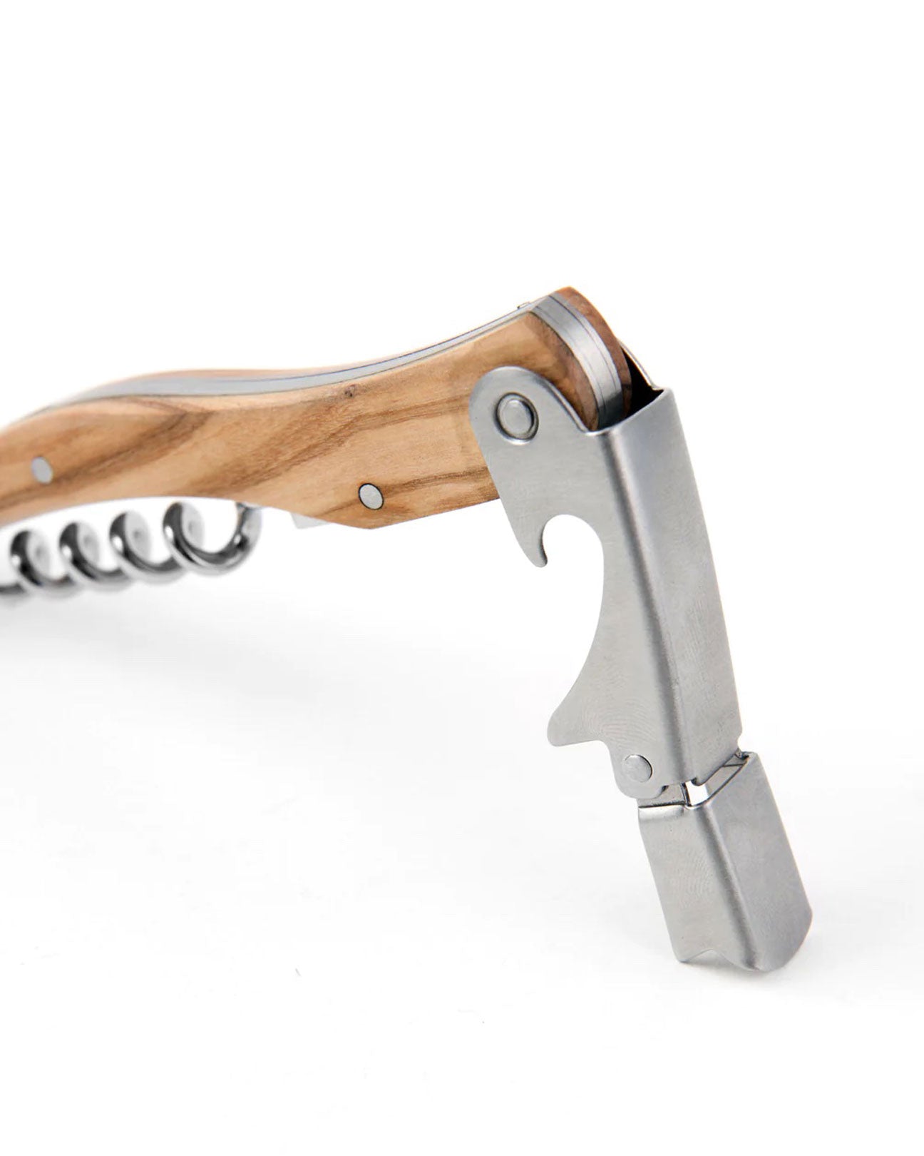 9 CHRISTOPHER Corkscrew with Leather Sleeve in Olivewood available at Lahn.shop