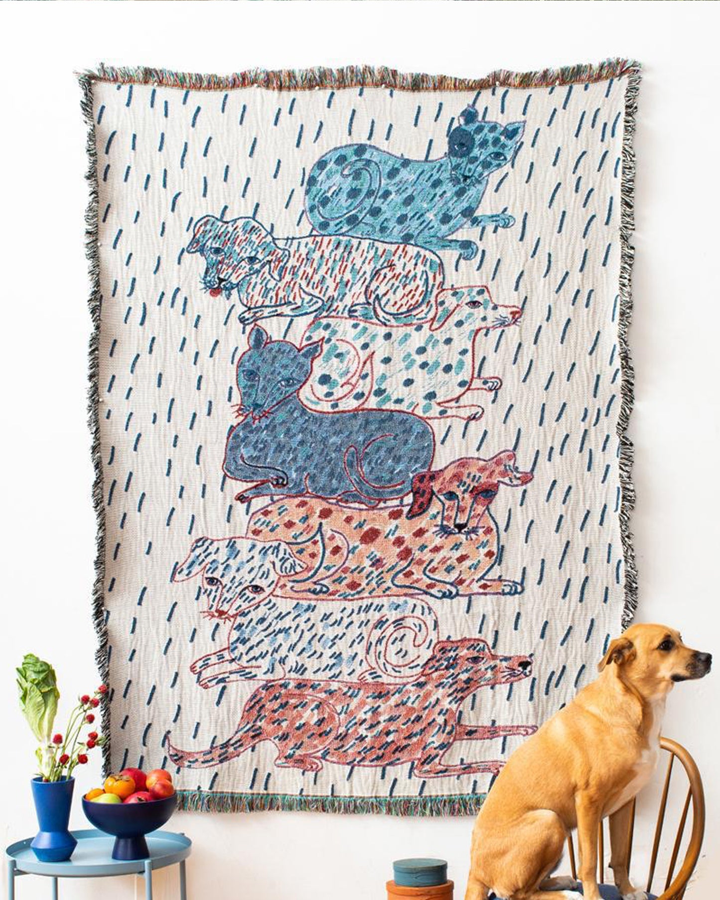 OLIVIA WENDEL Sprinkled Dogs and Cats Totem Blanket