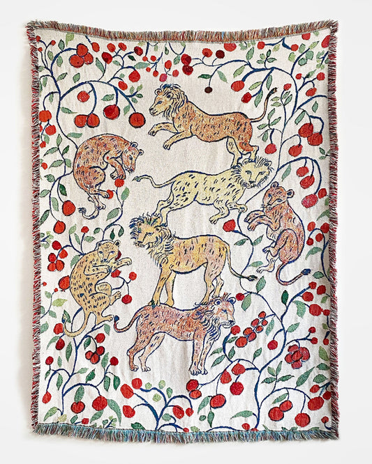 OLIVIA WENDEL Pomegranate Lions Blanket