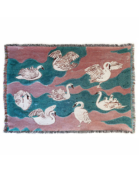 OLIVIA WENDEL Peaceful Swans Blanket available at Lahn.shop