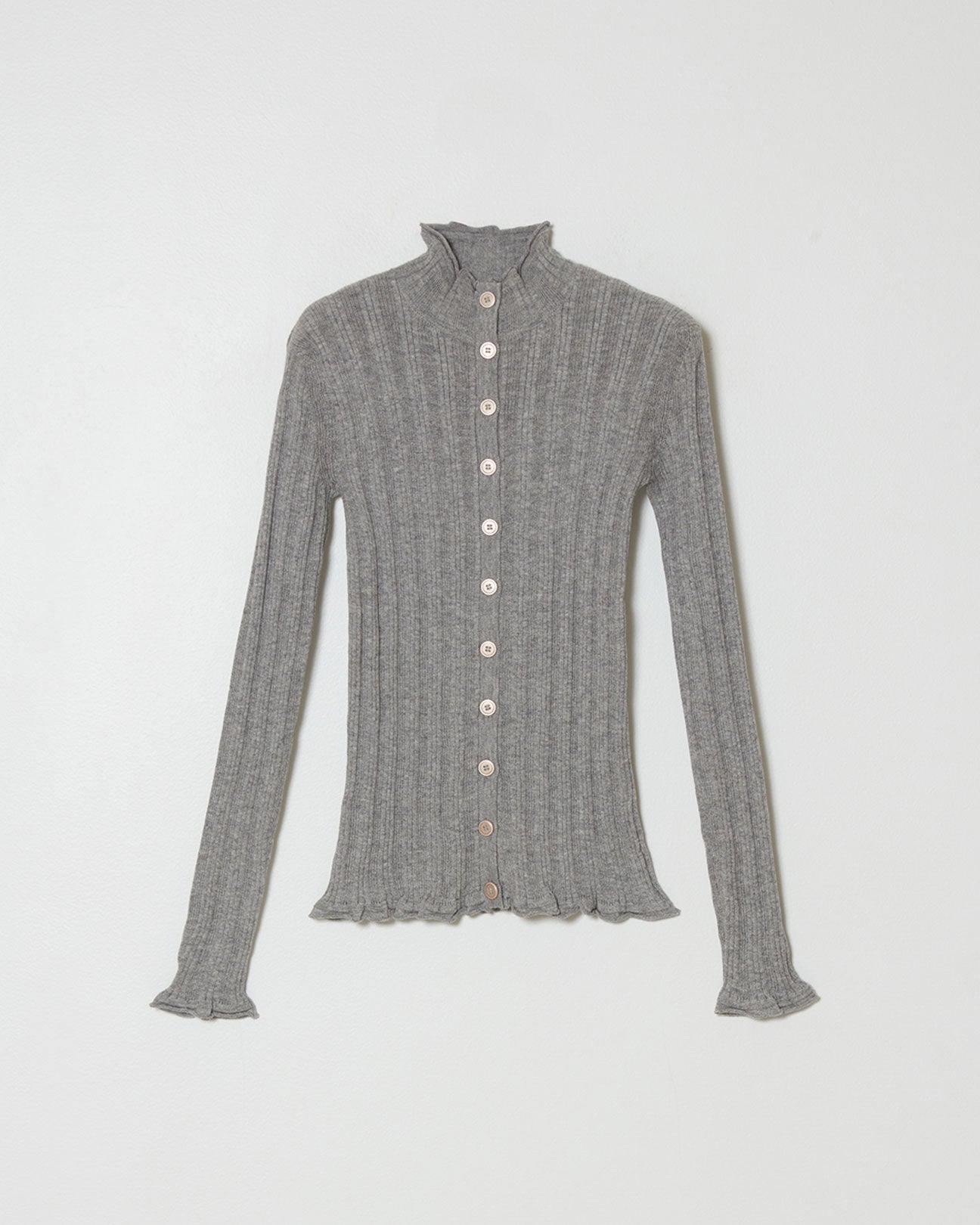 ATELIER DELPHINE Pointelle Cardigan in Silver
