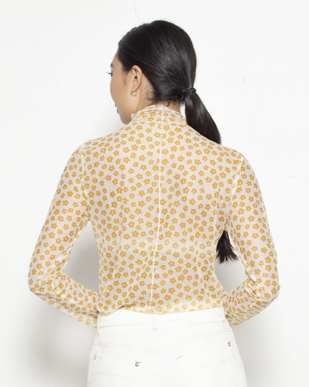 PERSONS Anouk Mesh Mockneck Top in Golden