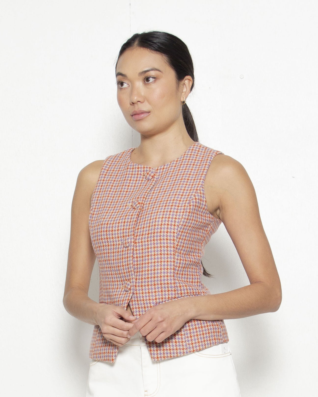 PERSONS Ilana Houndstooth Vest