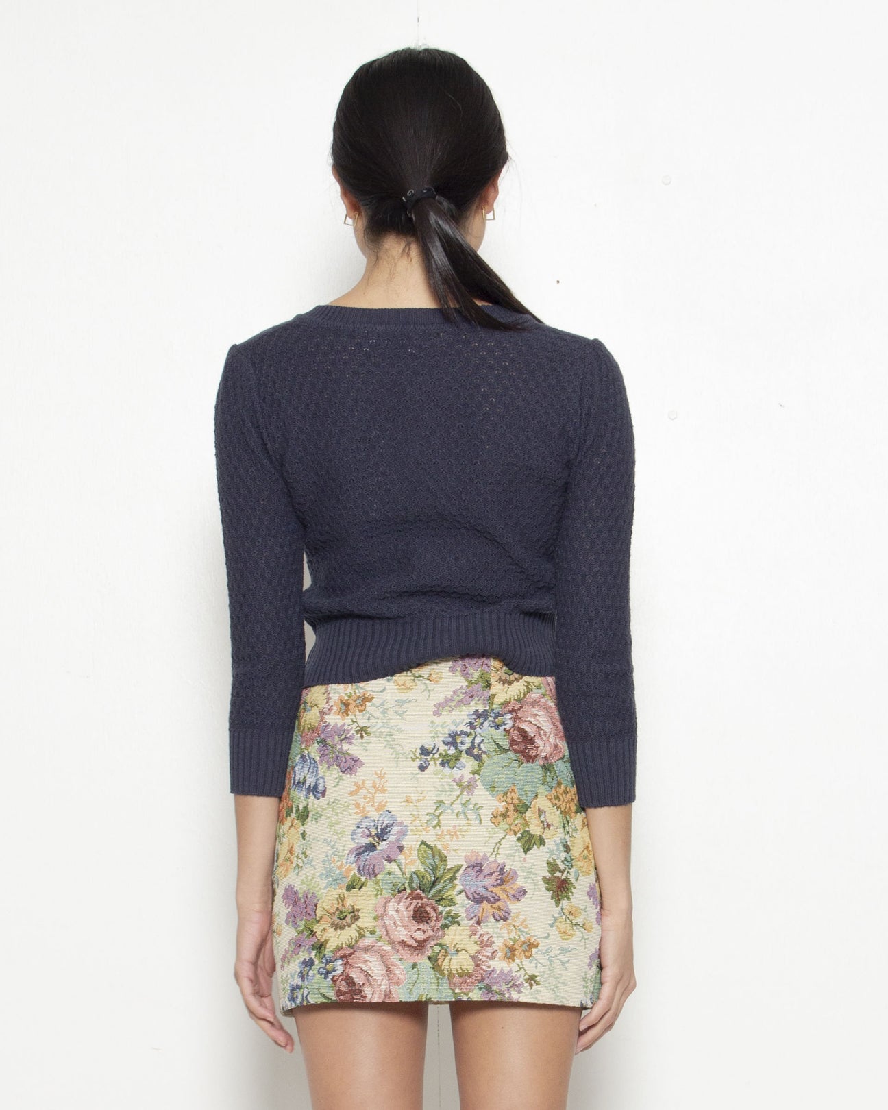 PERSONS Jackie Pointelle Cardigan in Navy