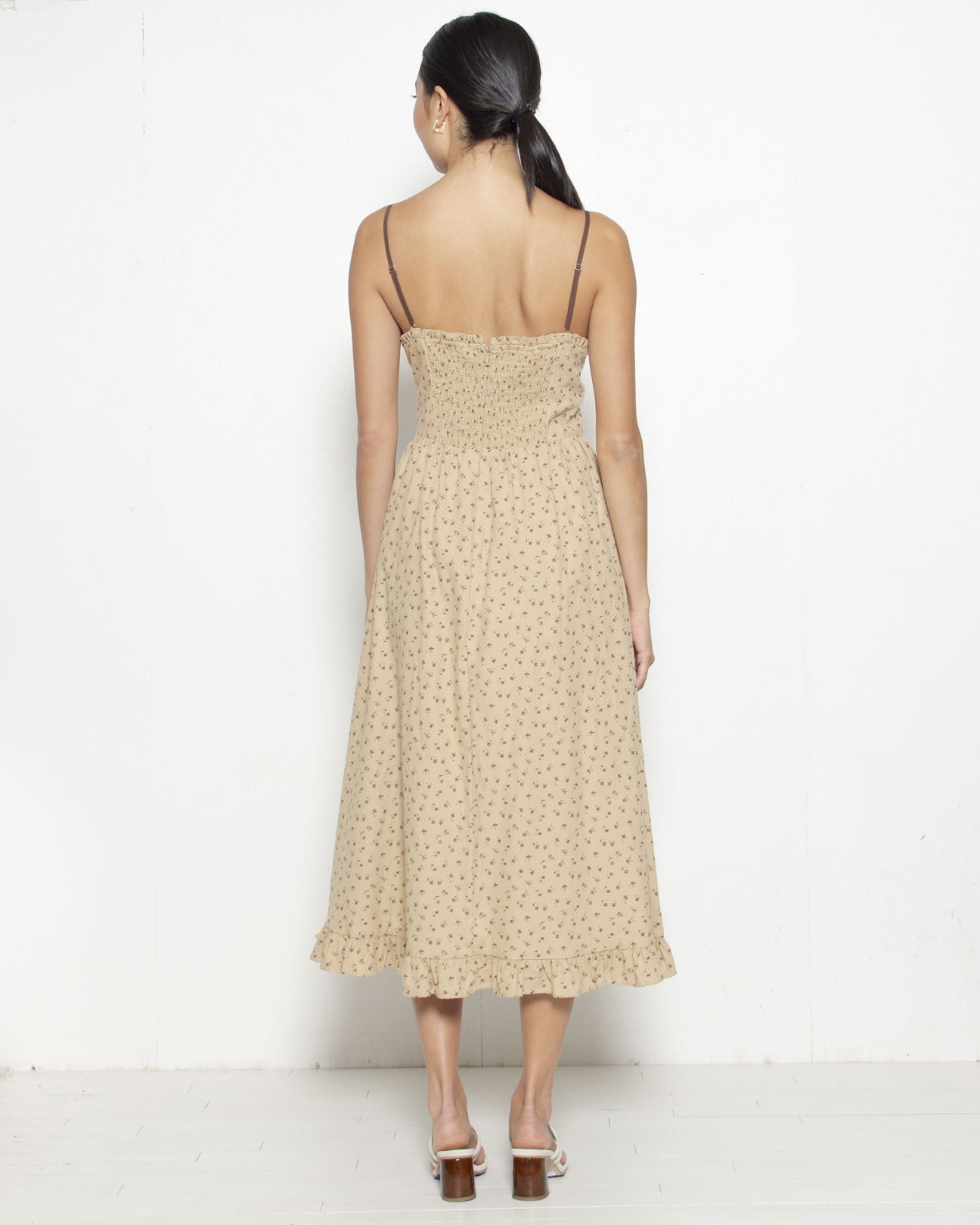 PERSONS Juliette Midi Sundress in Brown Floral
