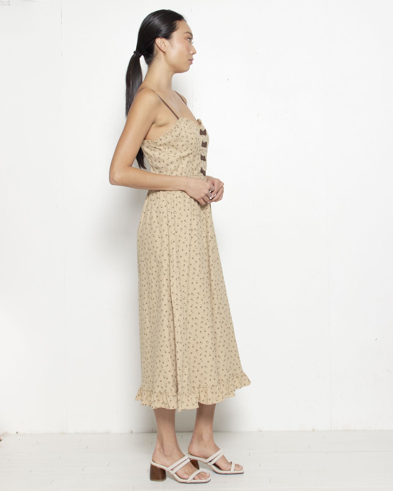 PERSONS Juliette Midi Sundress in Brown Floral