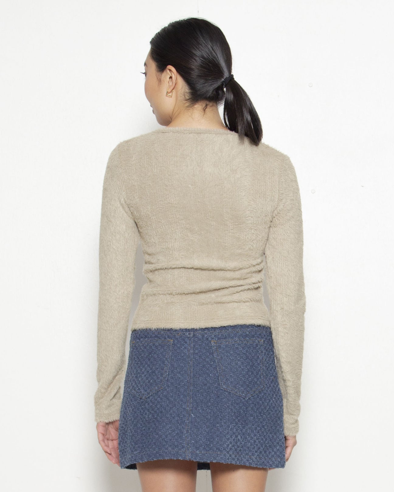 PERSONS June Fuzzy Tie Top in Thyme