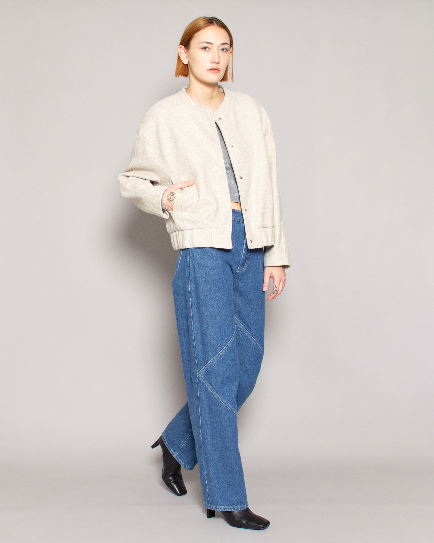 PERSONS Pierce Oversized Bomber in Oats