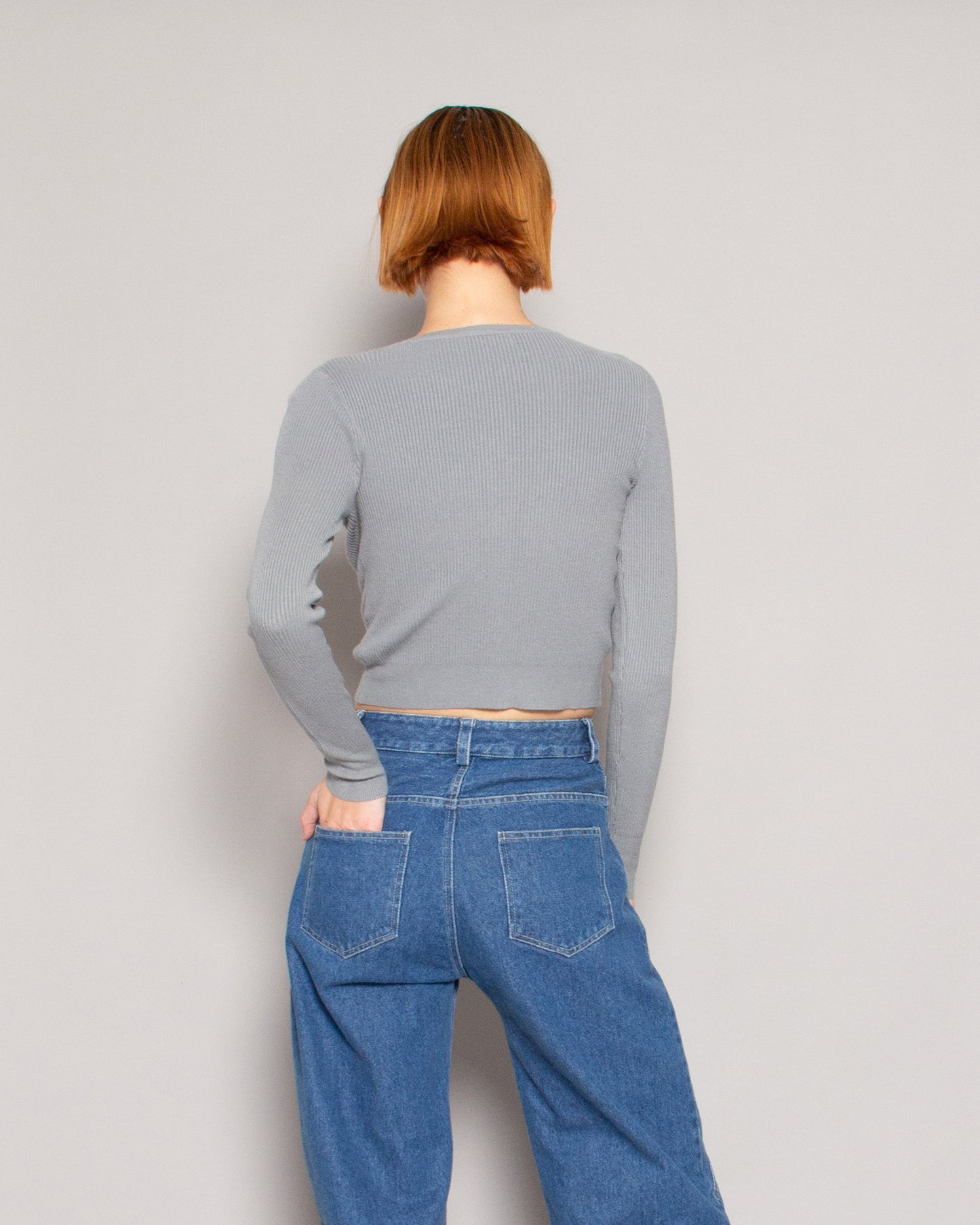 PERSONS Reese Cropped Cardi in Slate