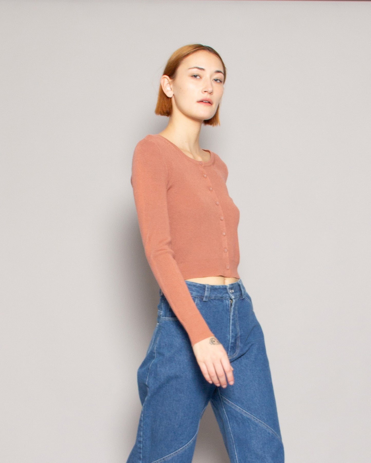 PERSONS Reese Cropped Cardi in Rose