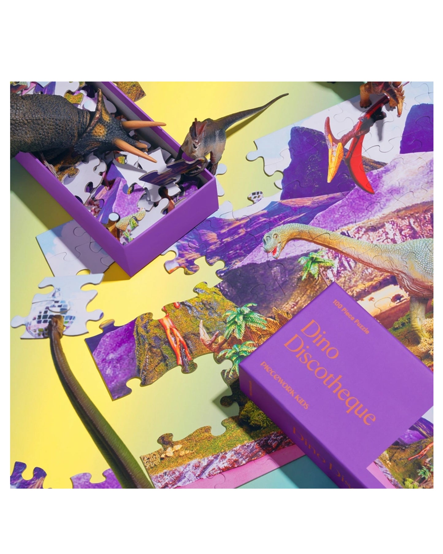 PIECEWORK 100 Piece Kids Puzzle in Dino Discotheque