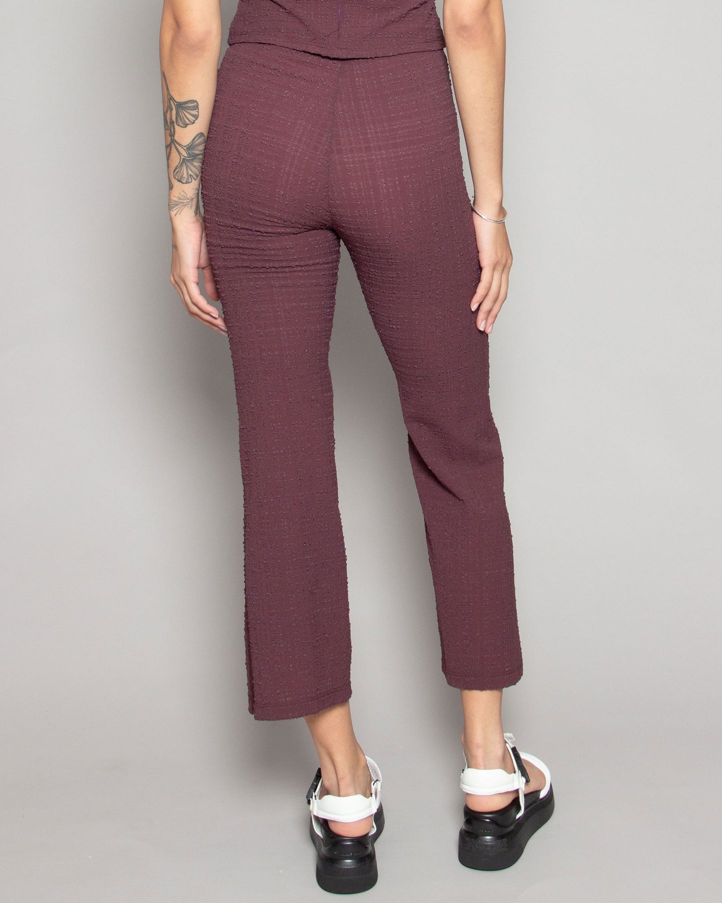 RACHEL COMEY Mando Pant in Maroon Stretchy Check