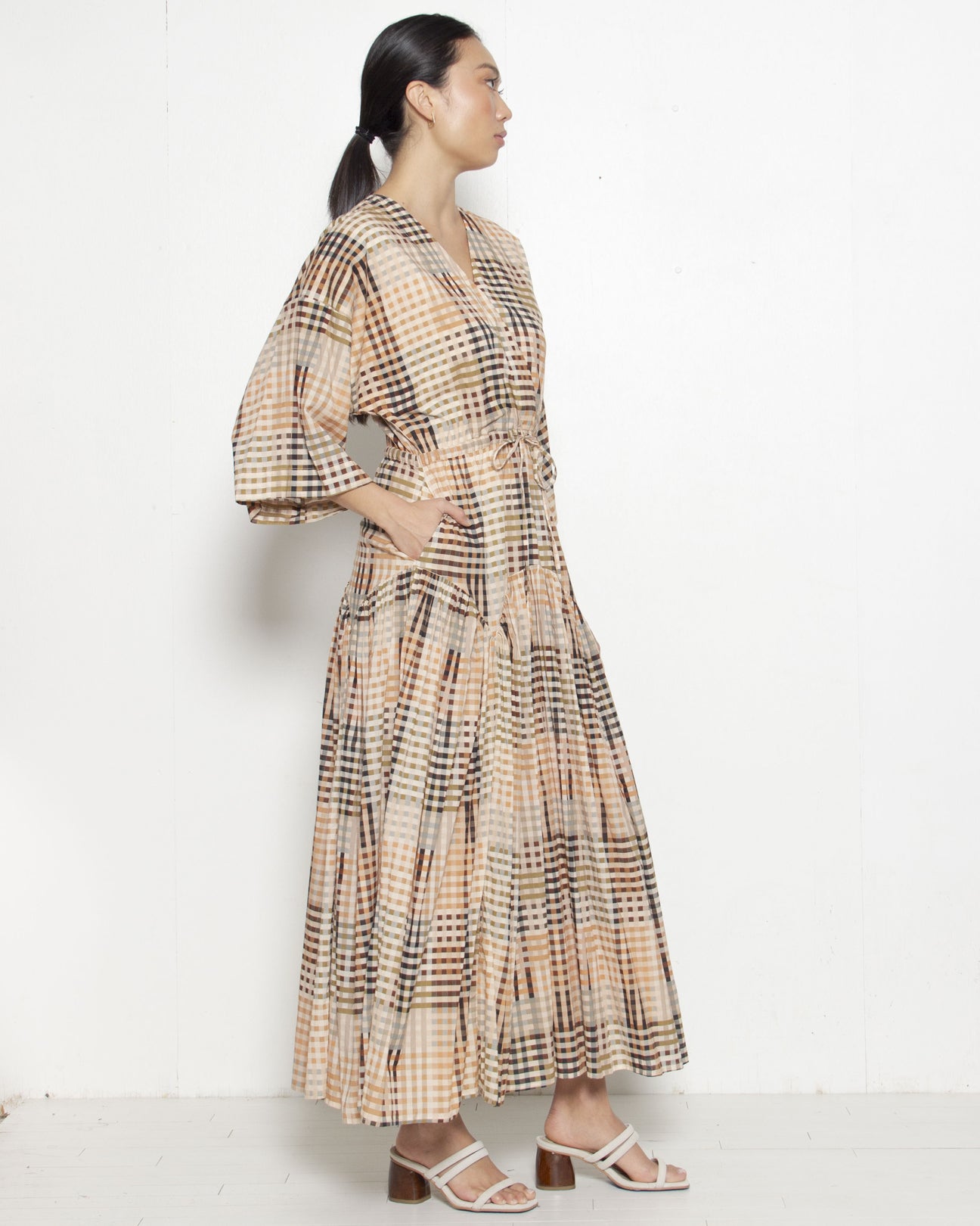 RUJUTA SHETH Woodstock Dress in Neutral Rubix Chex
