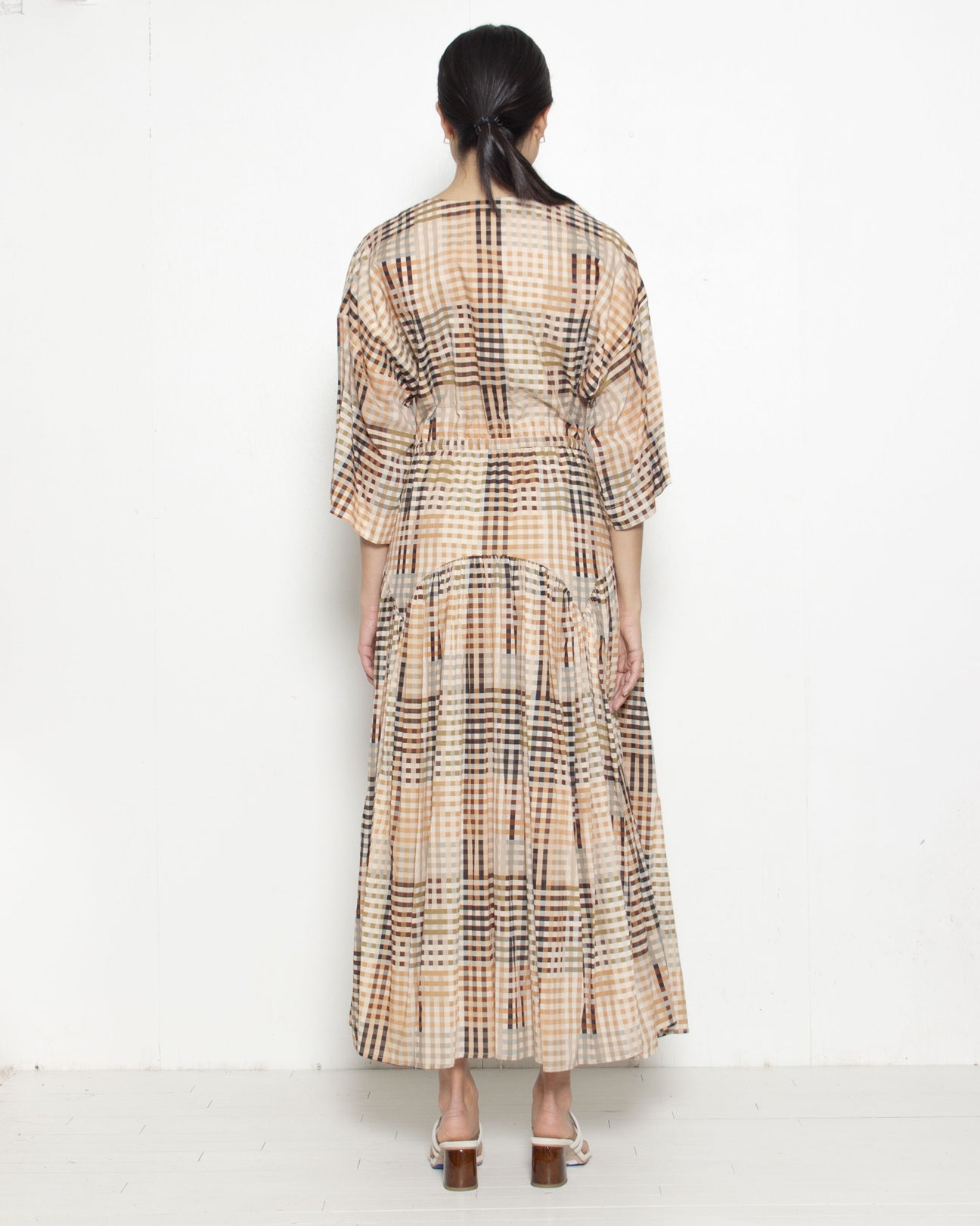 RUJUTA SHETH Woodstock Dress in Neutral Rubix Chex
