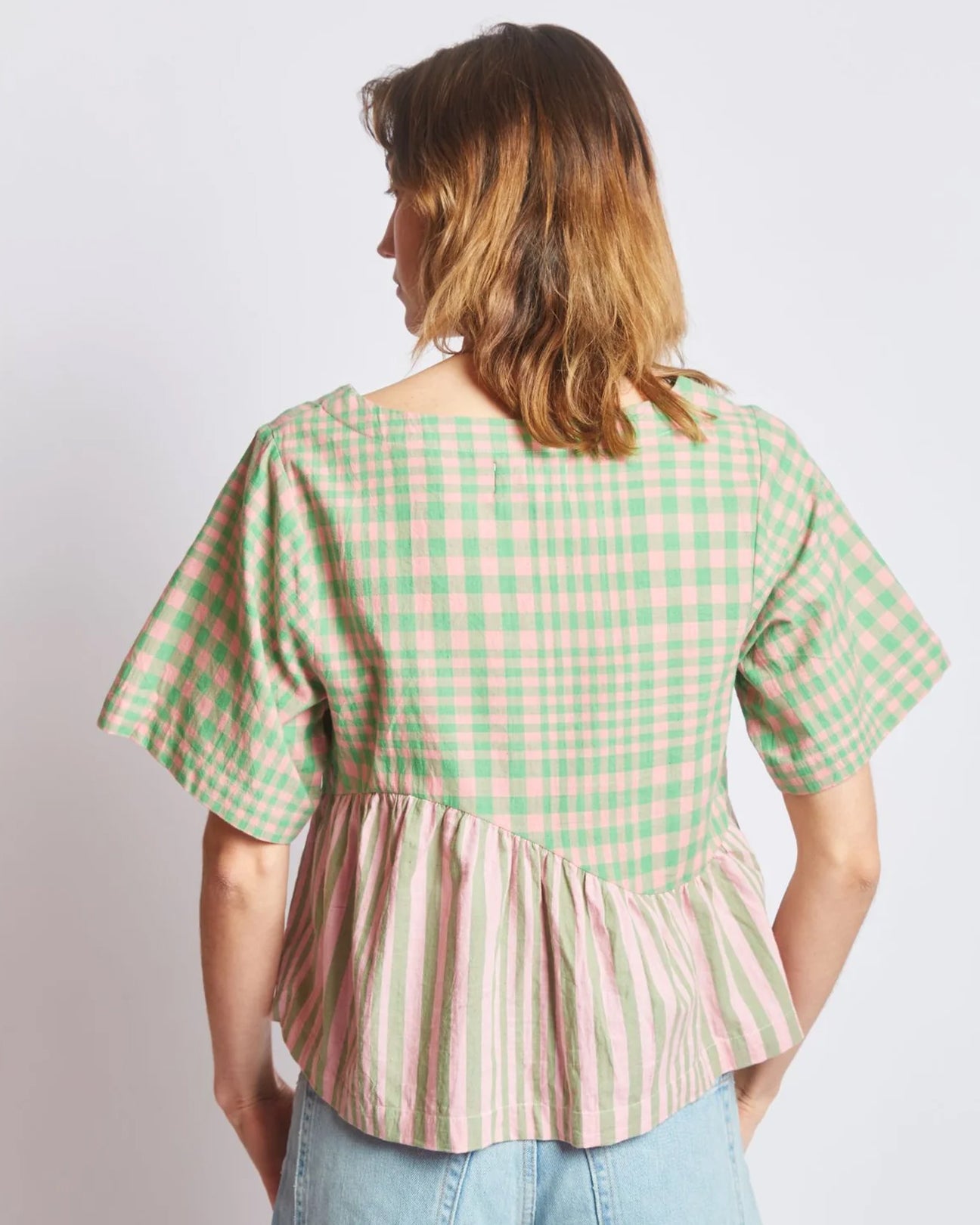 RUJUTA SHETH Yara Top in Hudson Stripe X Chex