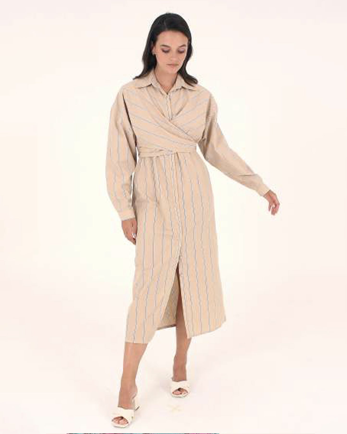 STUDIO FANTASTIQUE Amaya Striped Dress in Camel