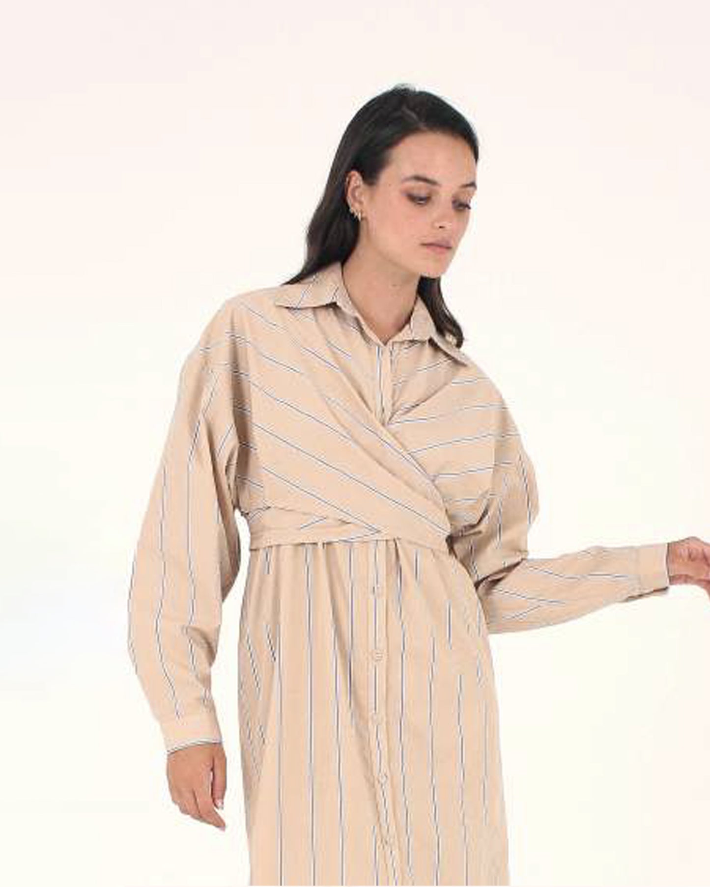 STUDIO FANTASTIQUE Amaya Striped Dress in Camel