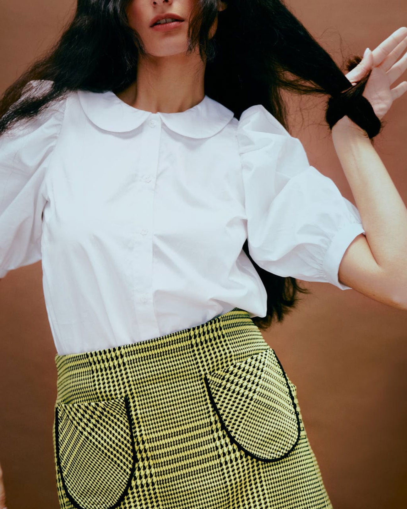 ELIZA FAULKNER Tate Mini Skirt in Yellow Plaid