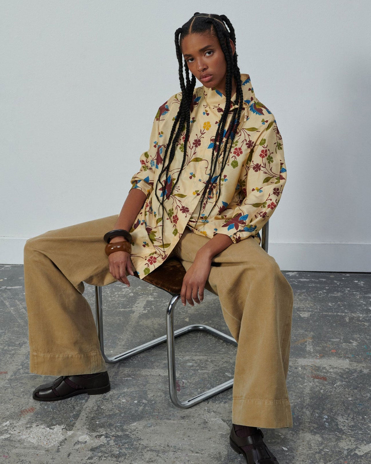 SOEUR Vervein Shirt in Ecru Multi Floral