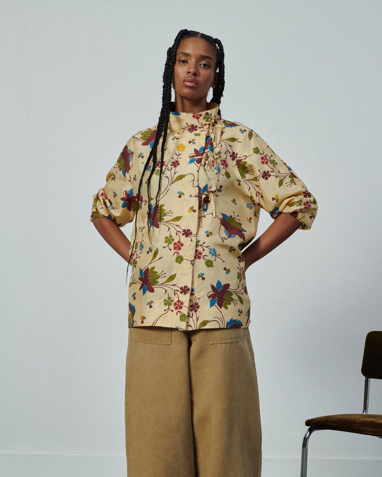 SOEUR Vervein Shirt in Ecru Multi Floral