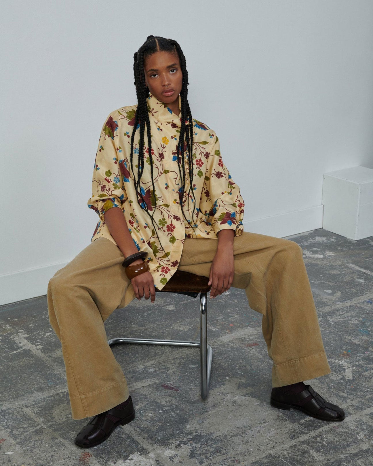 SOEUR Vervein Shirt in Ecru Multi Floral