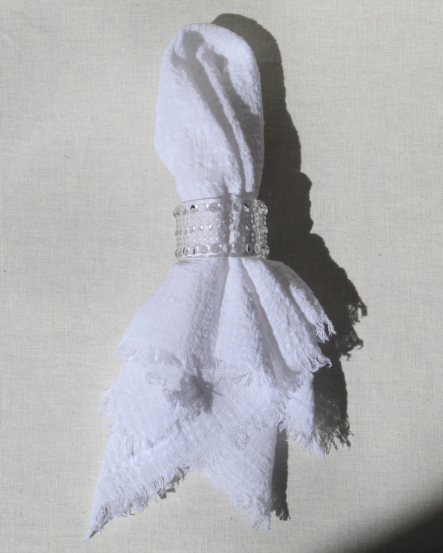9 CHRISTOPHER Washed Linen Napkin in White available at Lahn.shop