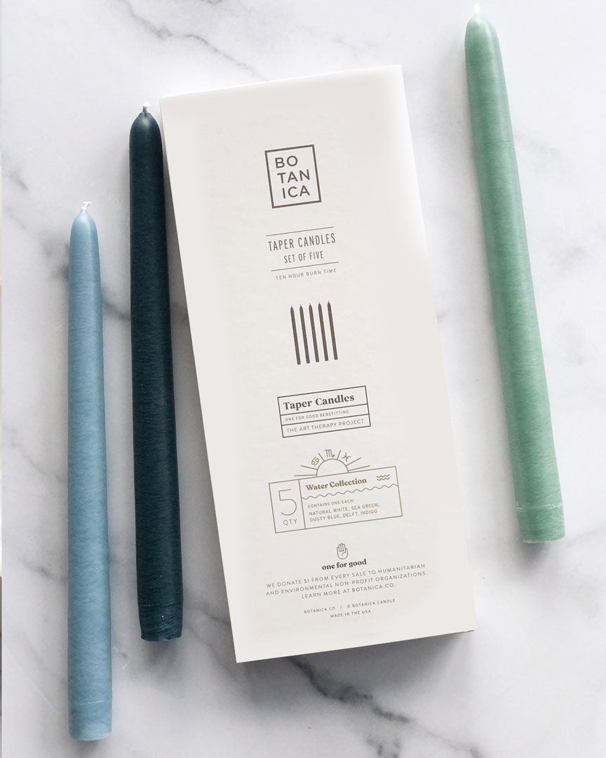 BOTANICA Zodiac Taper Candles - Water