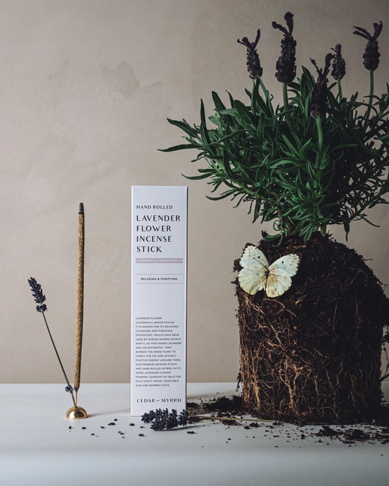 CEDAR AND MYRRH Lavender Flower Incense Sticks