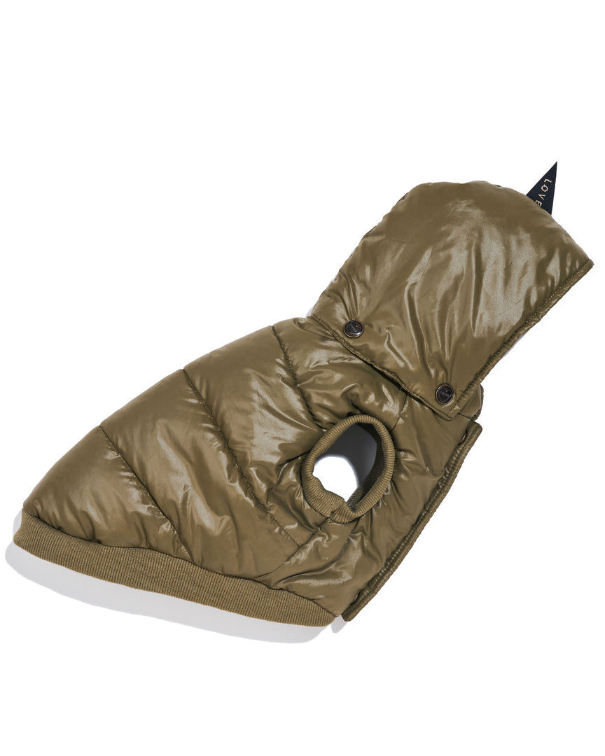 FOUND MY ANIMAL Puffer Coat With Removable Hood in Olive