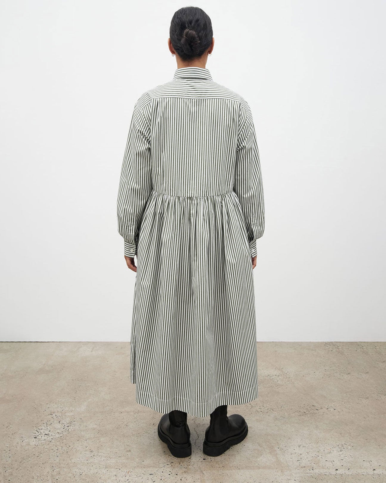 KOWTOW Lee Dress in Deep Green Stripe