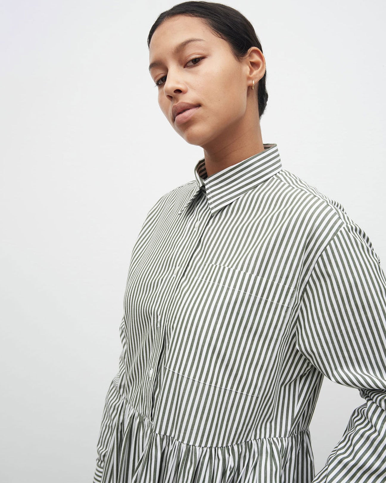 KOWTOW Lee Dress in Deep Green Stripe