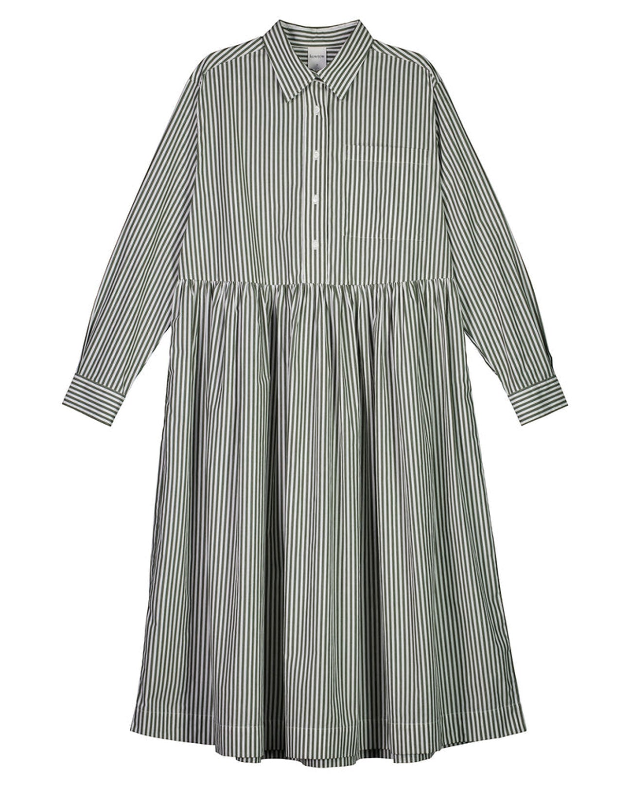 KOWTOW Lee Dress in Deep Green Stripe