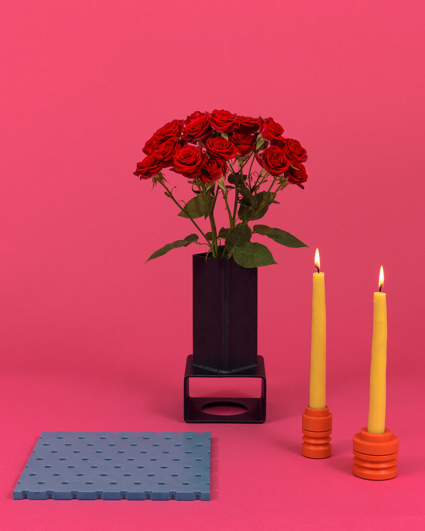 NICE CONDO Brute Tube Vase 001 in Textured Matte Black