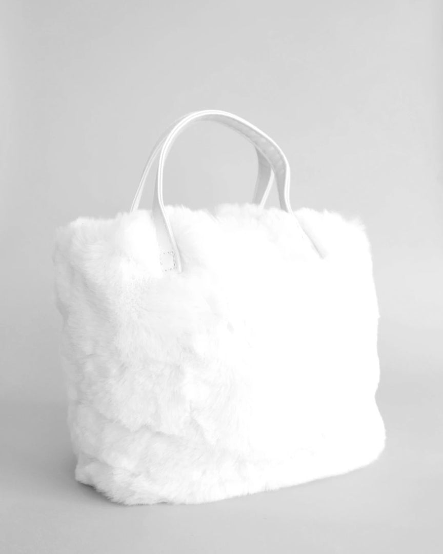 SUSANNA CHOW Elise Vegan Fur Tote in Powder White