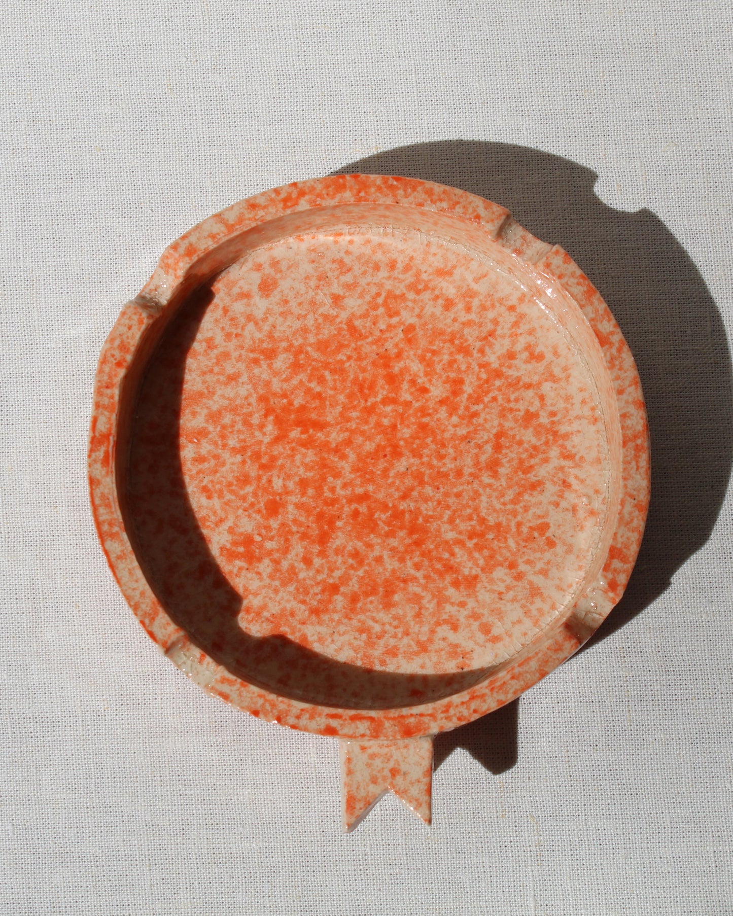 Stephen Michaels Ribbon Tip Ashtray in Orange Glaze