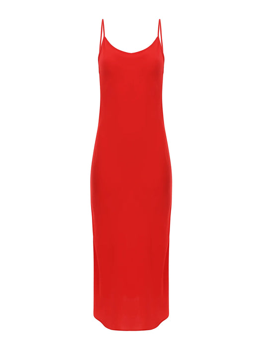 T.W.I.N. Bias Cut Slip Dress in Red