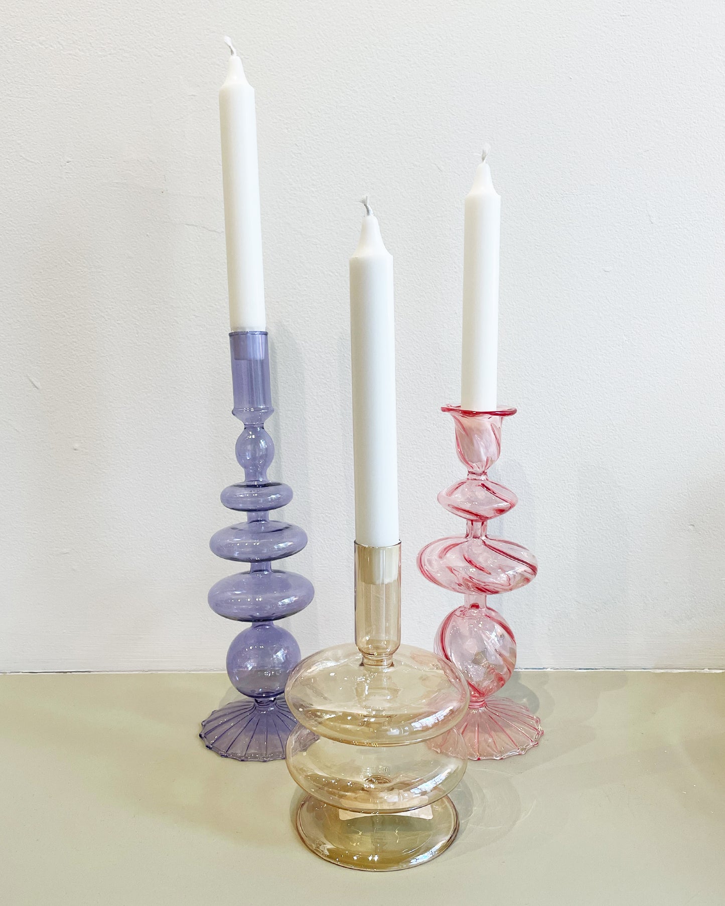 9 CHRISTOPHER Finn Glass Candlestick in Iris available at Lahn.shop