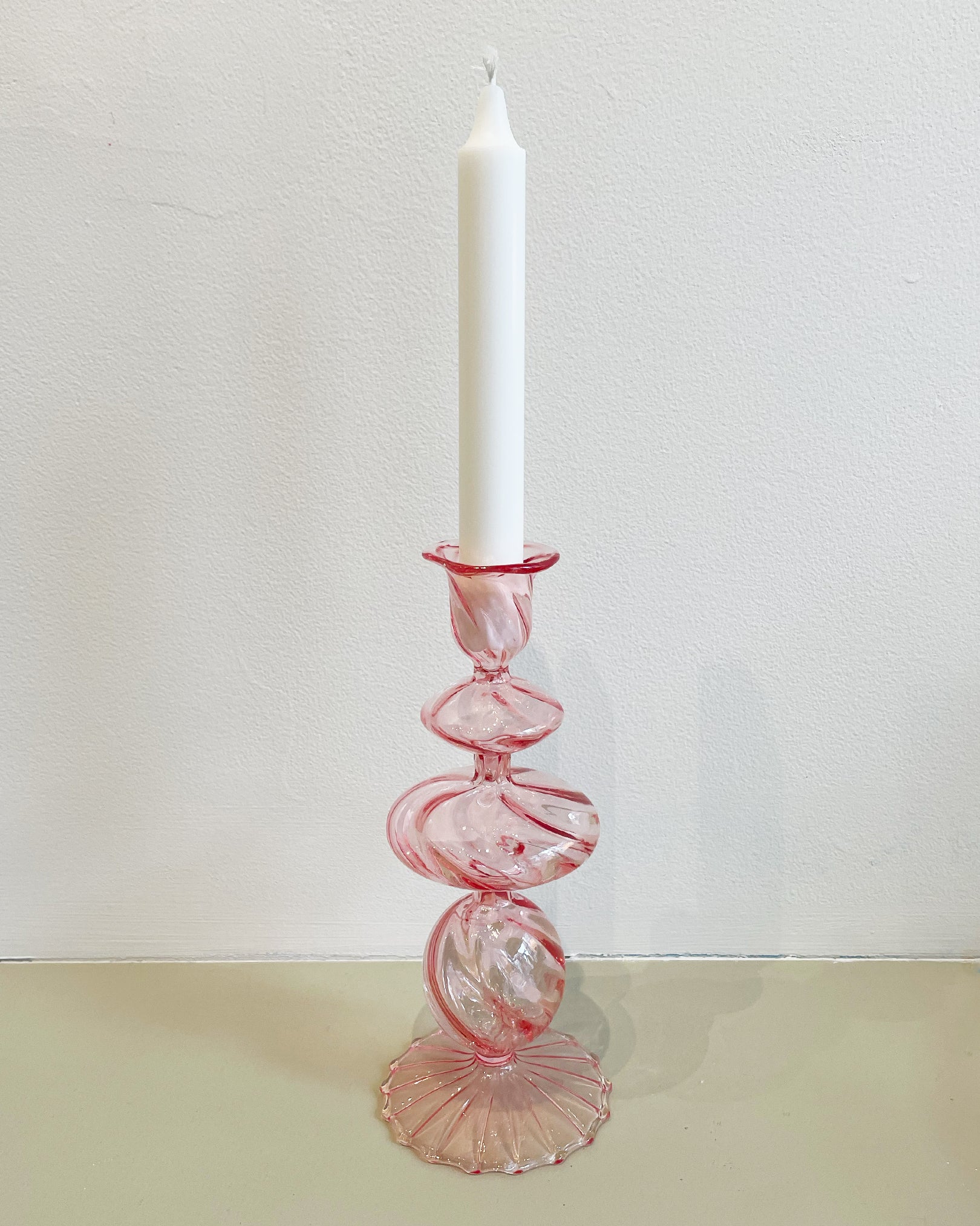 9 CHRISTOPHER Finn Glass Candlestick in Twisted Pink available at Lahn.shop